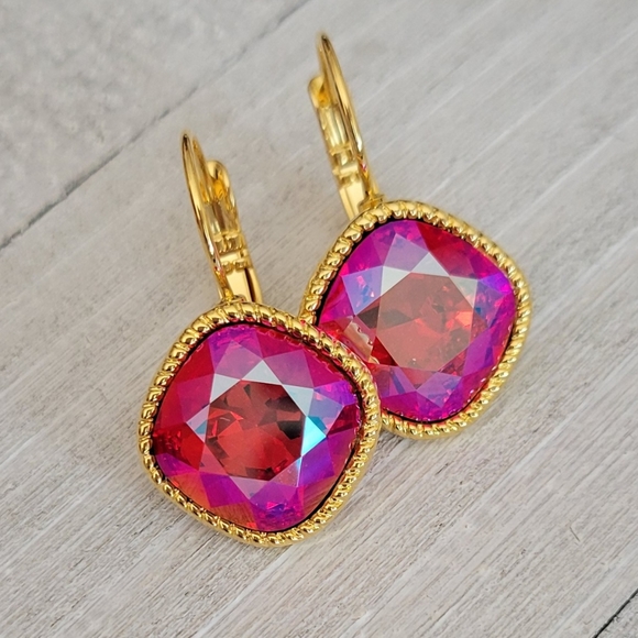 Austrian Crystal Earrings in Gold - Picture 7 of 11